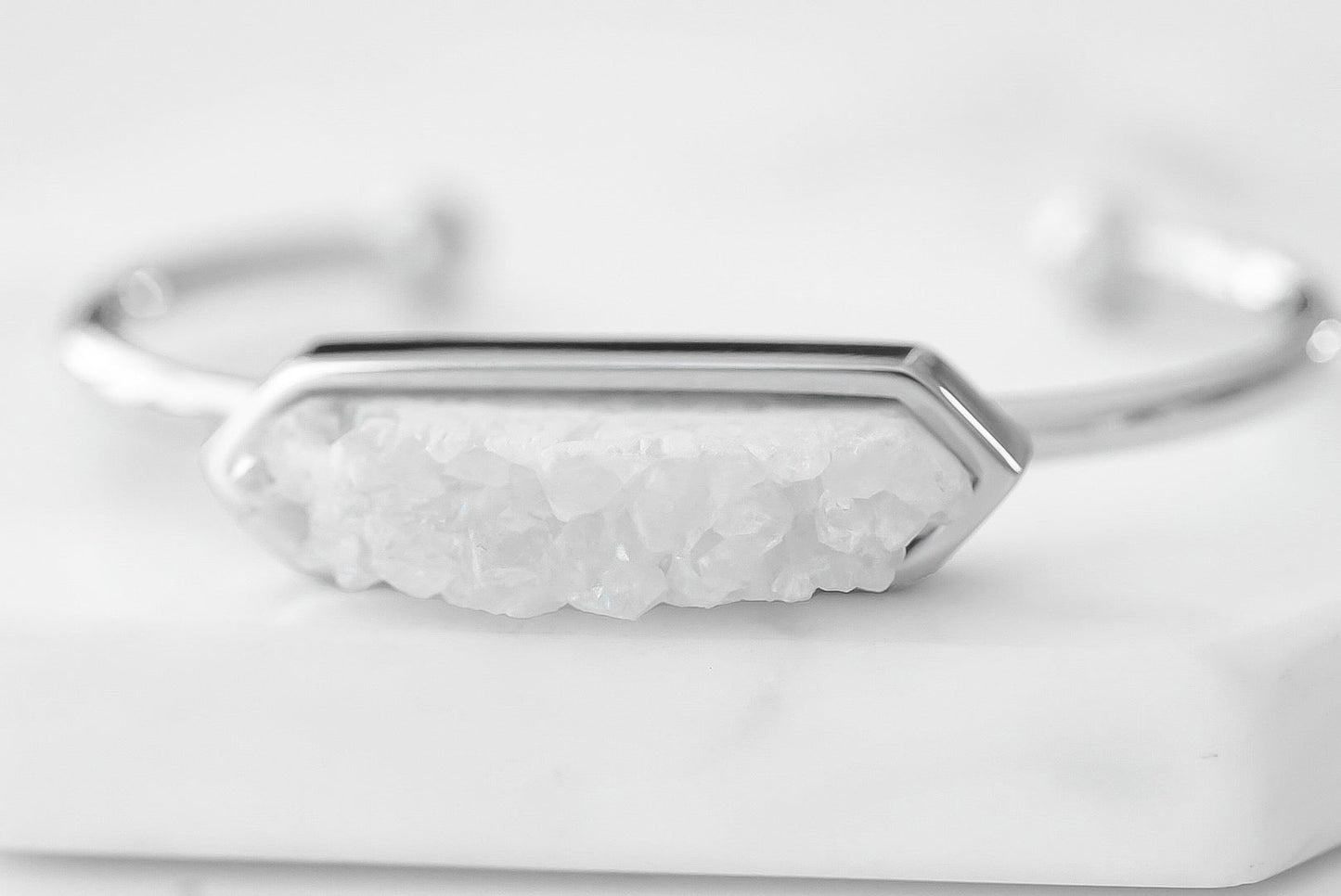 Bangle Collection - Silver Quartz Bracelet (Unique)