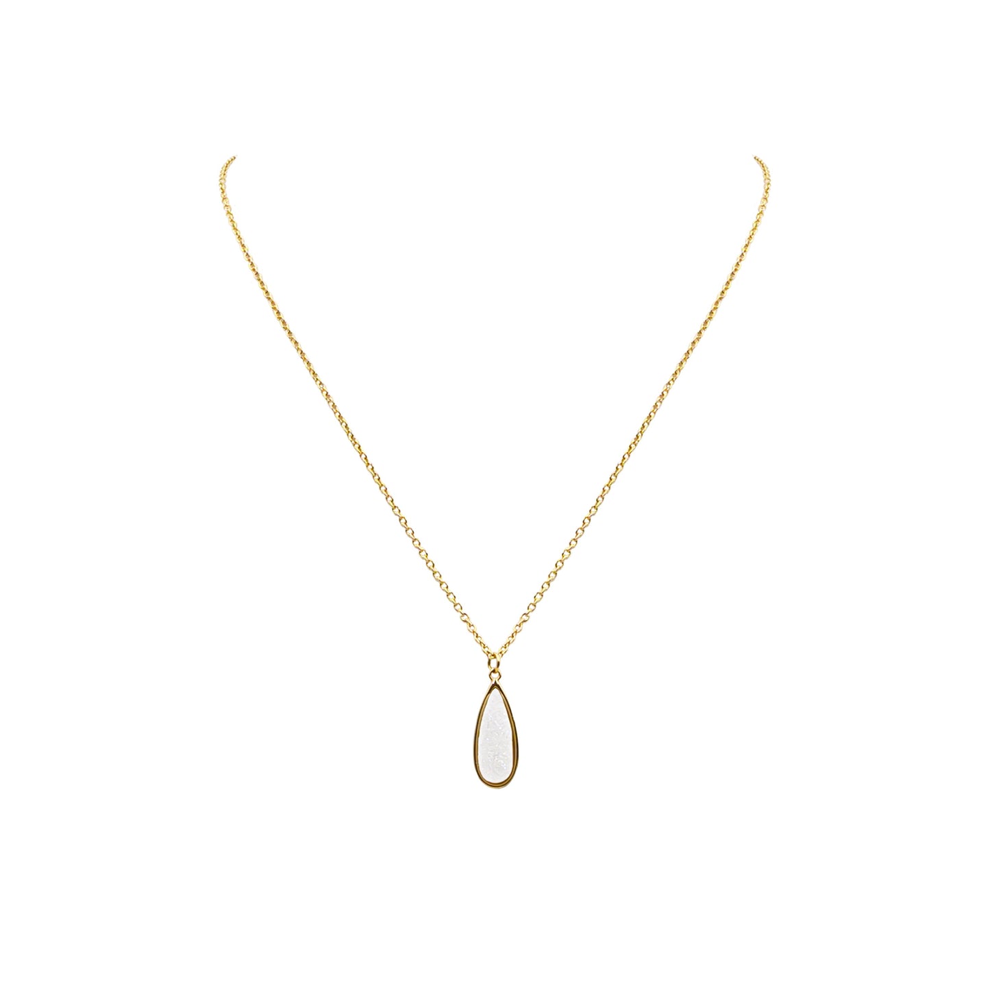 Druzy Collection - Petite Quartz Drop Necklace