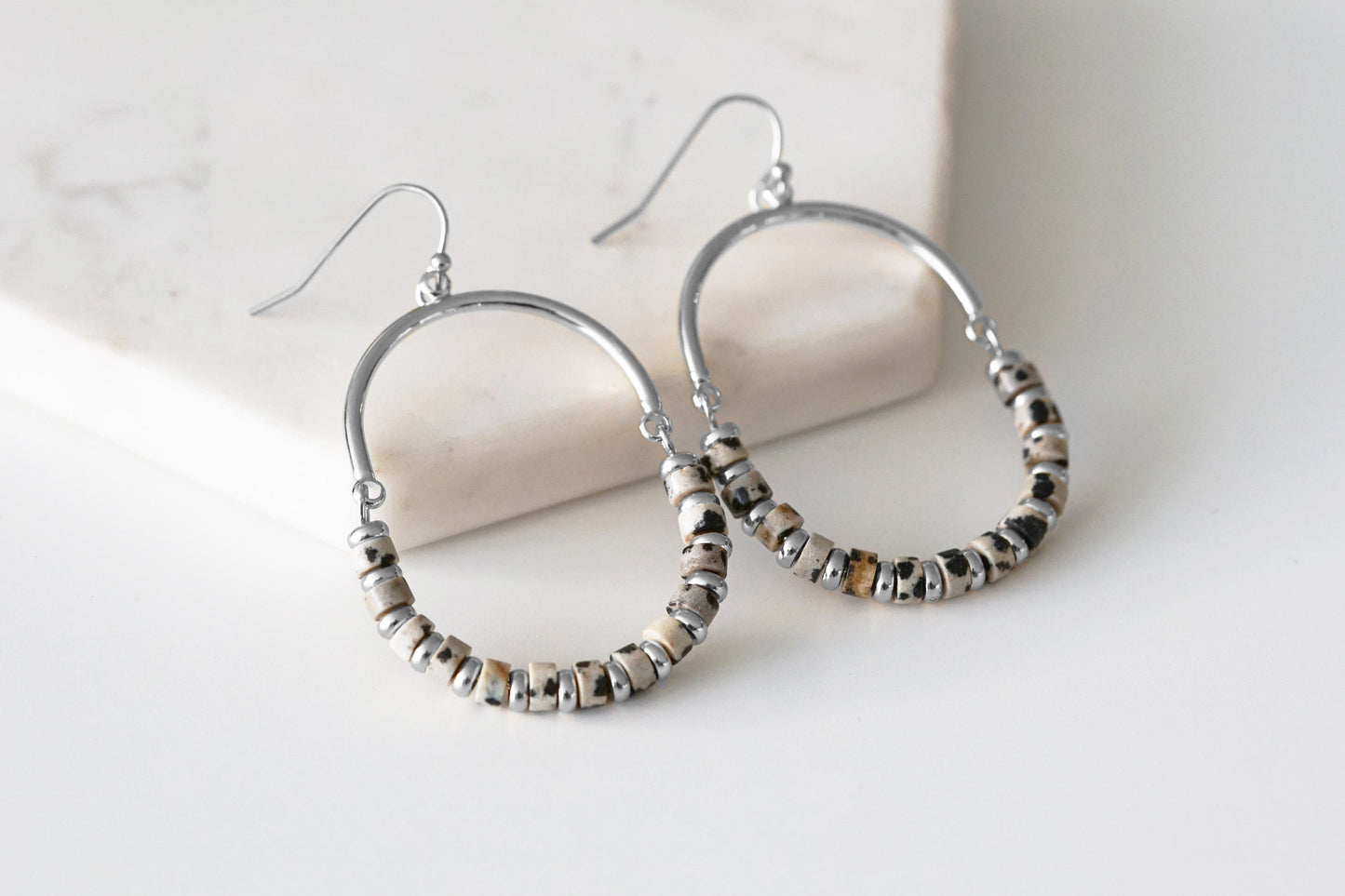 Naomi Collection - Silver Speckle Earrings