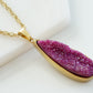 Druzy Collection - Magenta Quartz Drop Necklace (Limited Edition)
