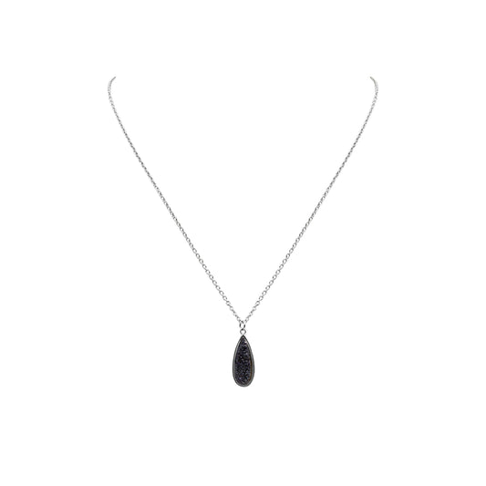 Druzy Collection - Silver Raven Petite Quartz Drop Necklace