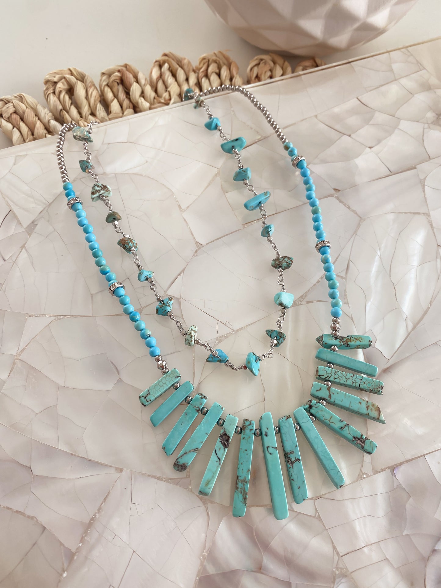 Luiza Collection - Silver Turquoise Necklace