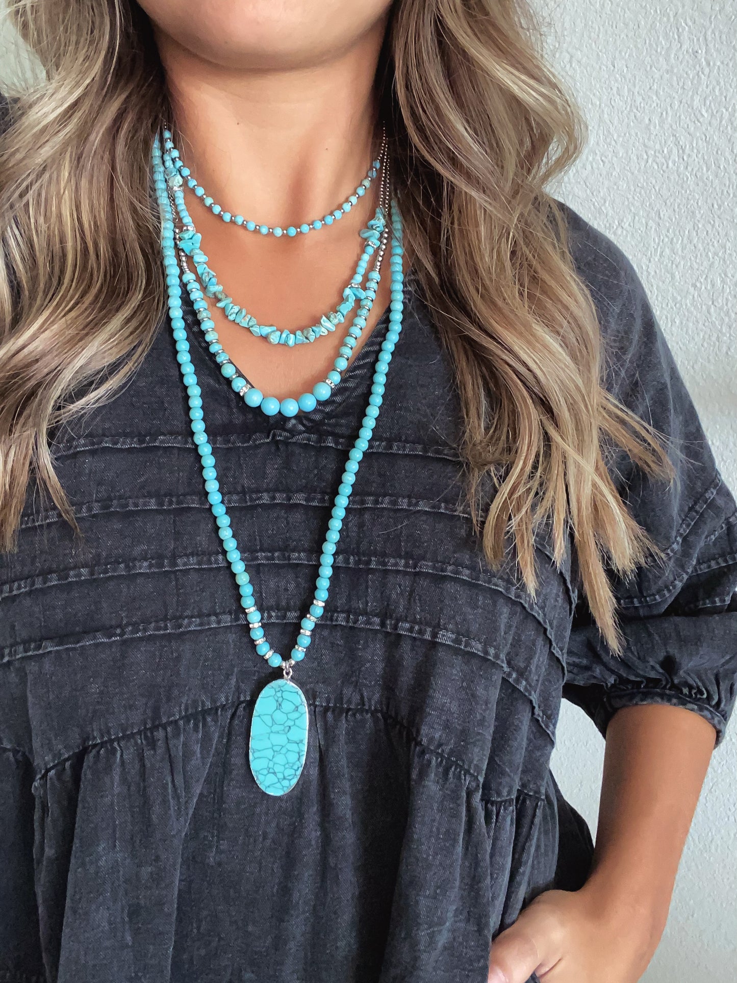 Phoebe Collection - Silver Turquoise Necklace
