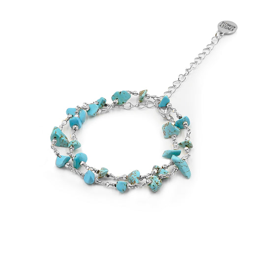 Luiza Collection - Silver Turquoise Wrap Bracelet