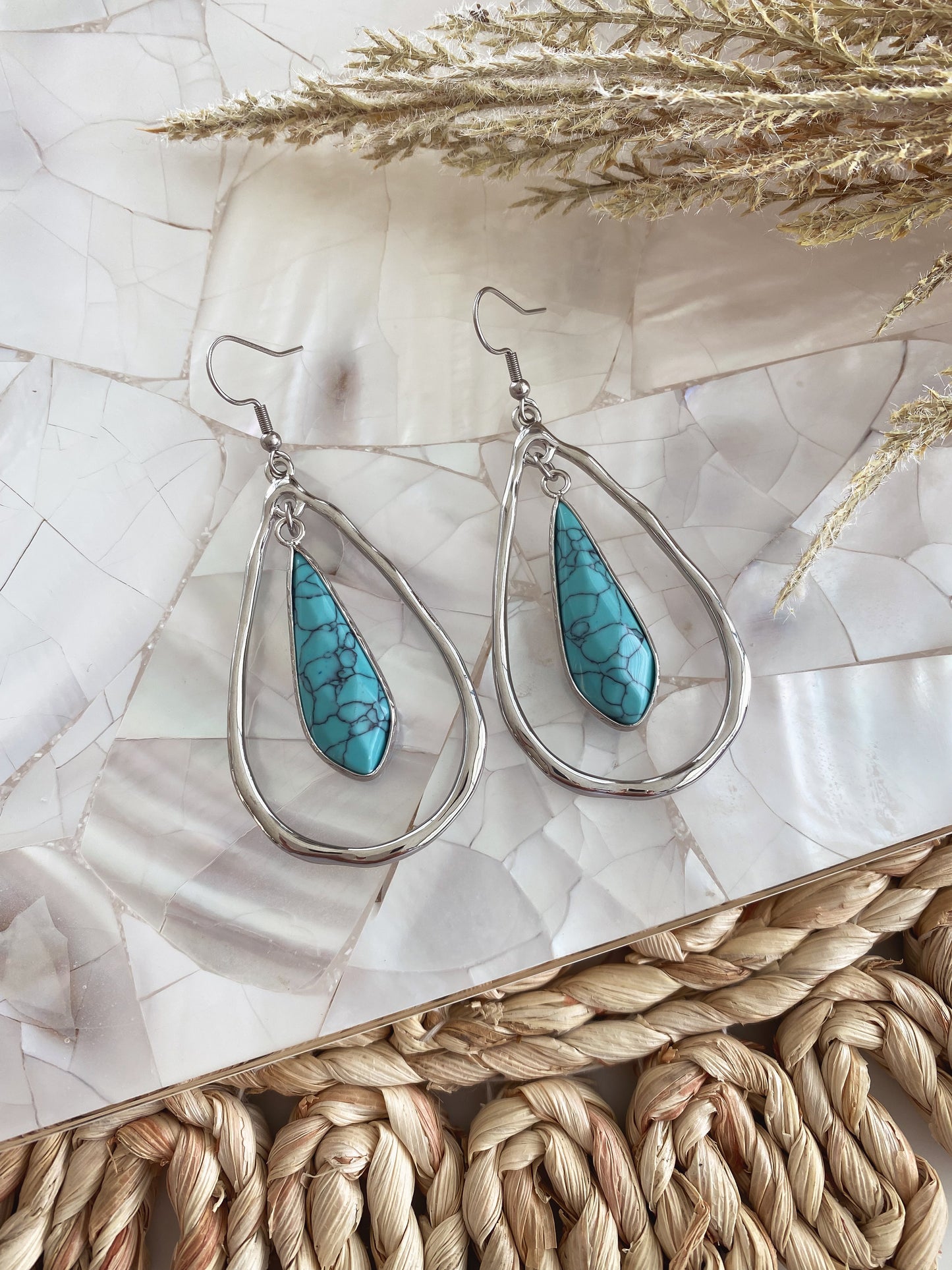 Zuri Collection - Silver Turquoise Earrings